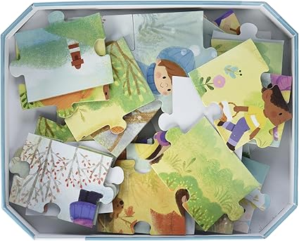 Janod 4 Seasons Suitcase Puzzle - 36 Pieces with Model Poster