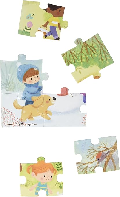 Janod 4 Seasons Suitcase Puzzle - 36 Pieces with Model Poster