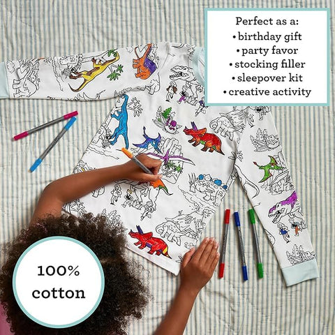 Color-In Dinosaur Pajamas 4-7 years - Washable Pens - eatsleepdoodle