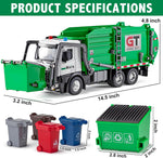 Garbage Truck Toy with Lights, Sounds & 4 Trash Bins