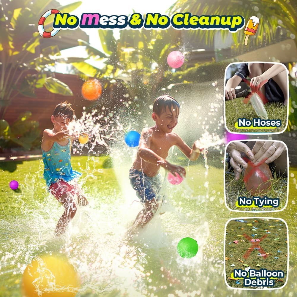 12Pcs Reusable Water Balloons - Pool Beach water Toys