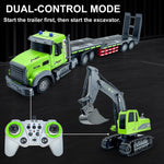 2-in-1 RC Lowbed Semi-Trailer Truck & Excavator Toy Set - 1:12 Scale