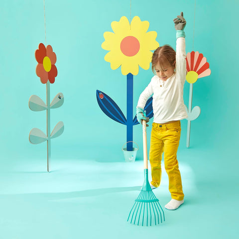 Janod Happy Garden Leaf Rake - Metal Rake for Little Gardeners