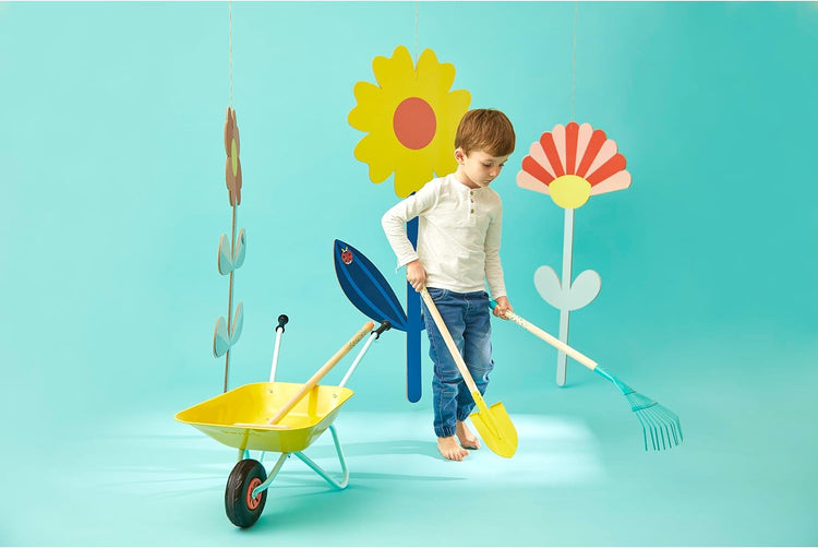 Janod Happy Garden Leaf Rake - Metal Rake for Little Gardeners