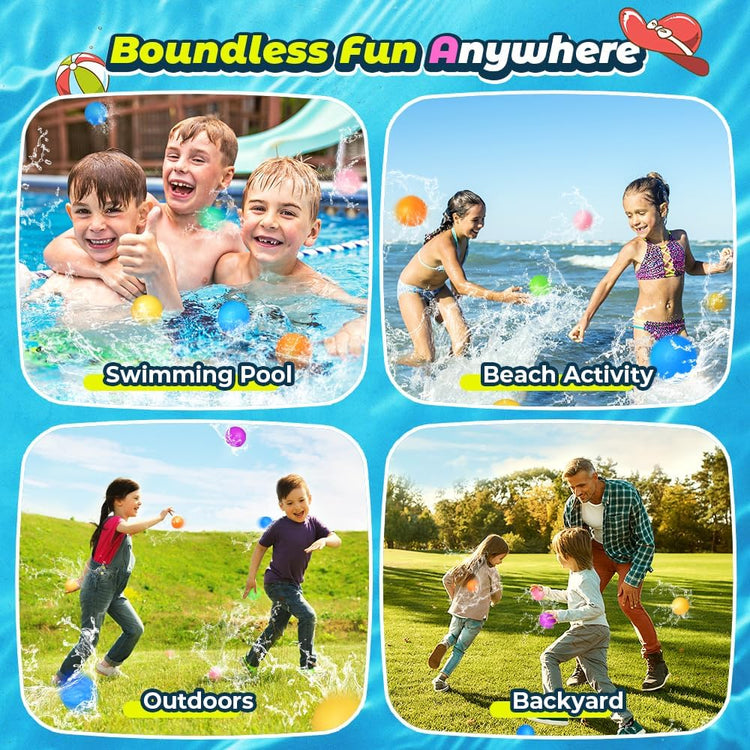 12Pcs Reusable Water Balloons - Pool Beach water Toys