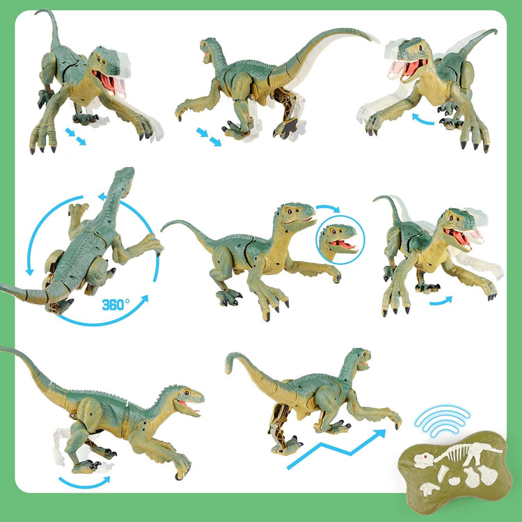 Remote Control Velociraptor Building Toy with Lights & Sounds for Kids