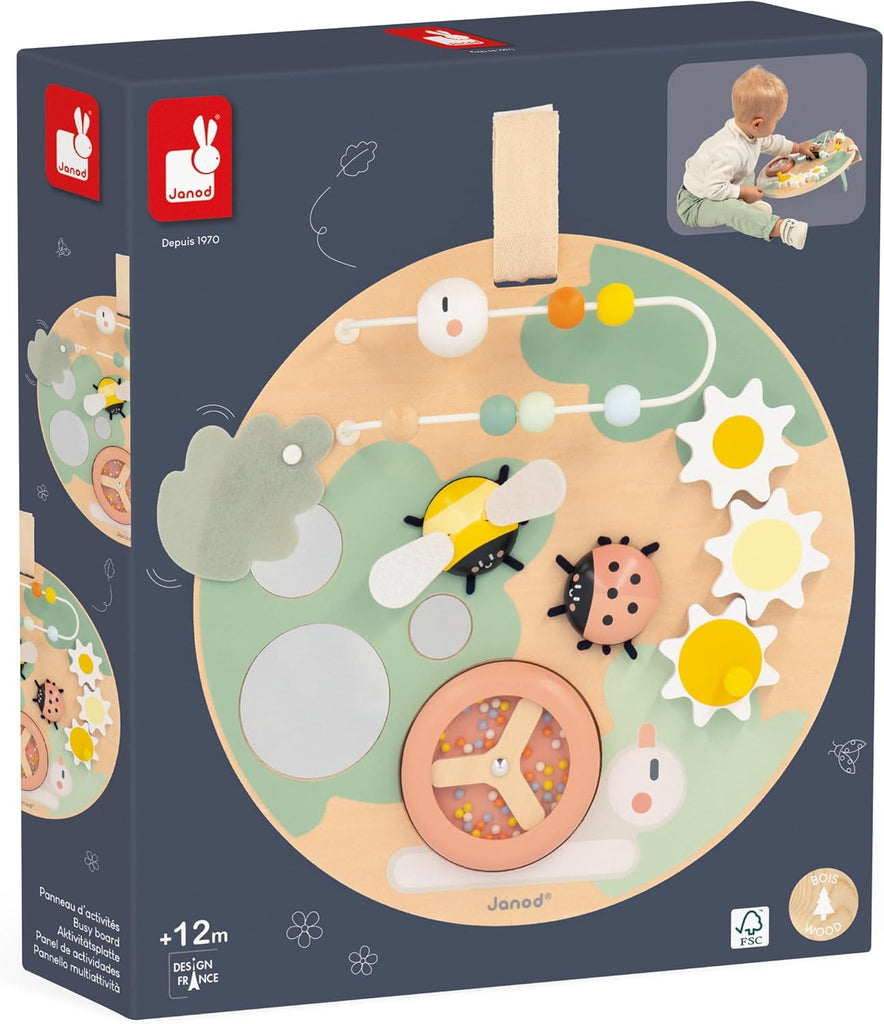 Janod Sweet Cocoon Busy Board - 7 Sensory Activities for Baby