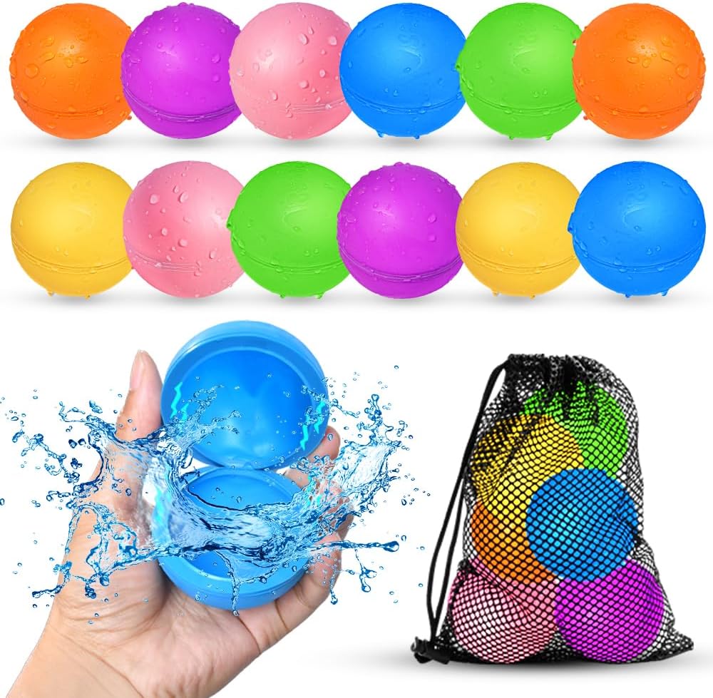 12Pcs Reusable Water Balloons - Pool Beach water Toys