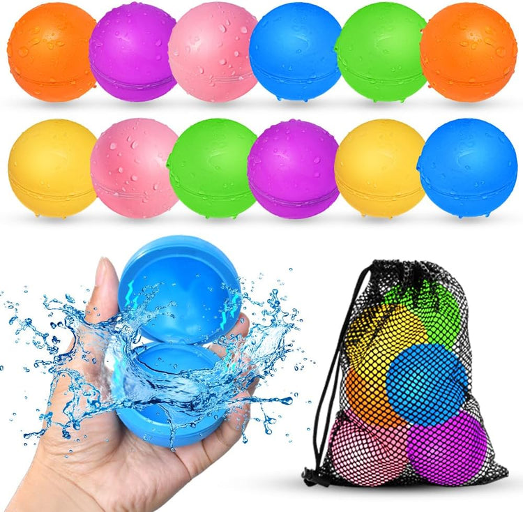 12Pcs Reusable Water Balloons - Pool Beach water Toys