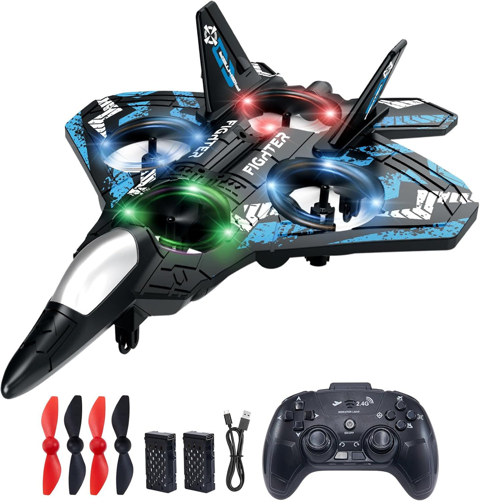 RC Plane Drone with LED Lights & 360° Flips