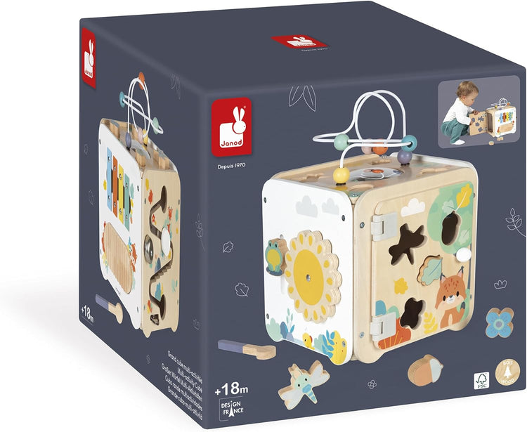 Janod Pure Large Multi-Activity Cube - 8 Activities and Loops