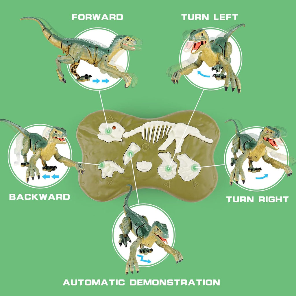 Remote Control Velociraptor Building Toy with Lights & Sounds for Kids