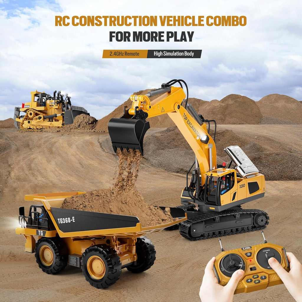 11-Channel RC Metal Excavator with Lights