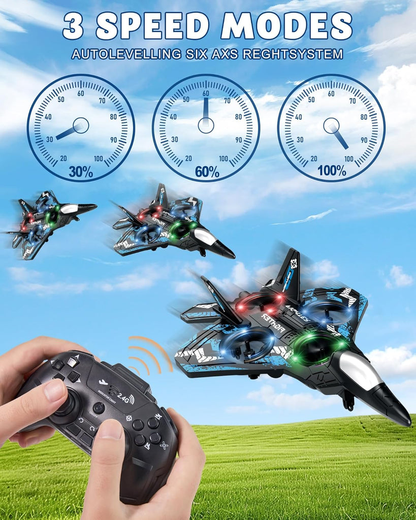 RC Plane Drone with LED Lights & 360° Flips