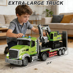 2-in-1 RC Lowbed Semi-Trailer Truck & Excavator Toy Set - 1:12 Scale