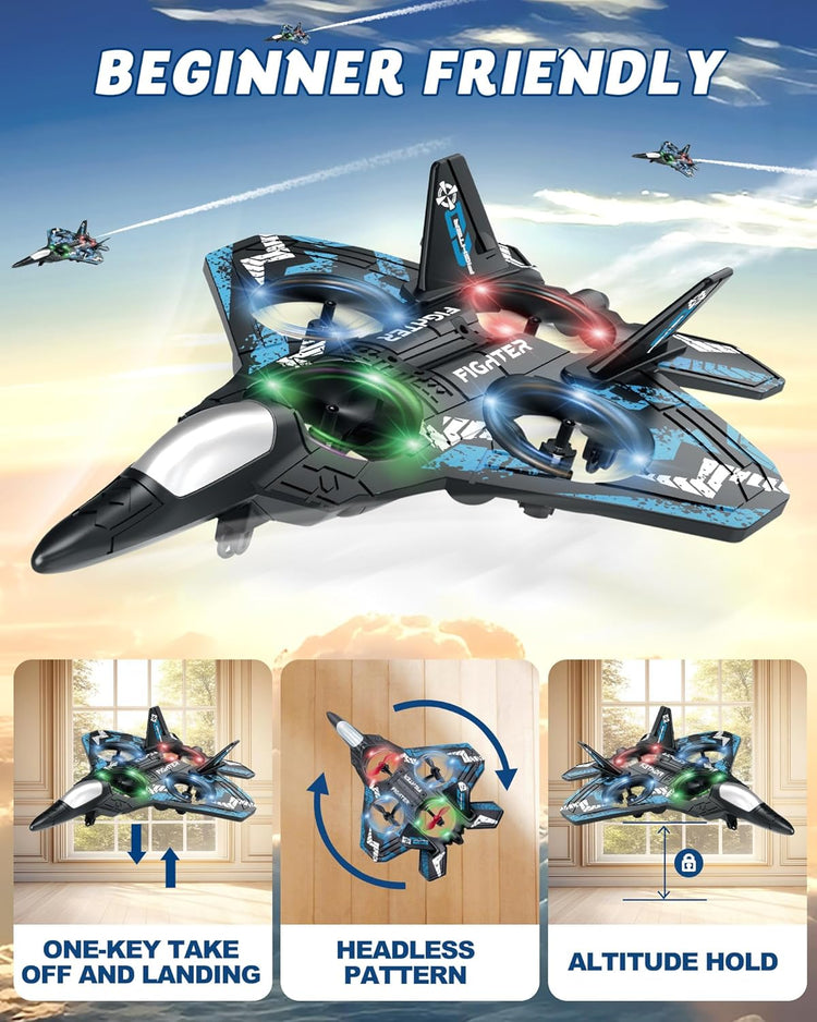 RC Plane Drone with LED Lights & 360° Flips