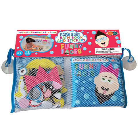 Buddy & Barney Bath Color Changing Book and Stickers - Funny Faces