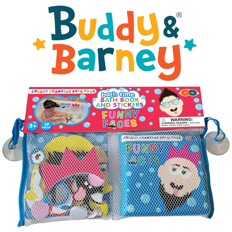 Buddy & Barney Bath Color Changing Book and Stickers - Funny Faces