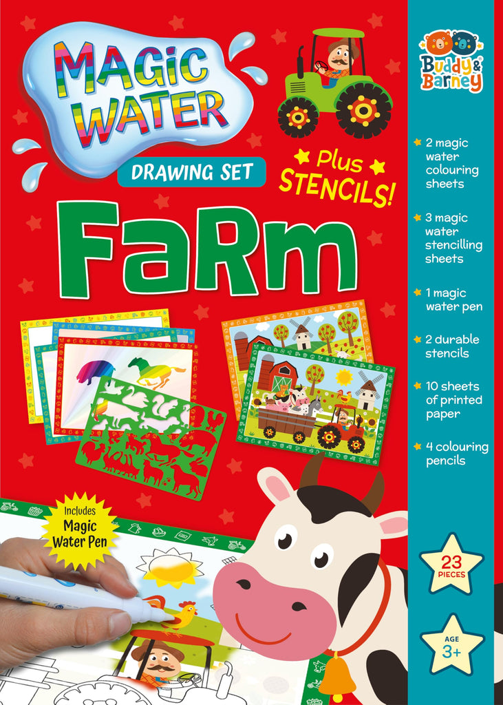 Buddy & Barney Magic Water Drawing Set - Farm Animals