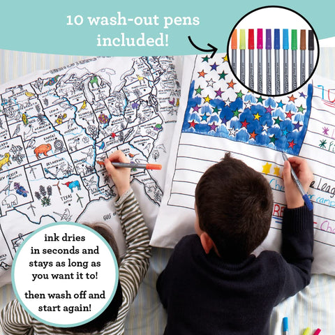 Coloring US Map Pillowcase - Learn 50 States - eatsleepdoodle