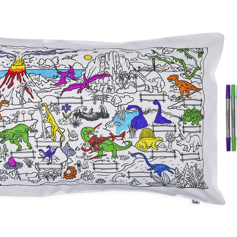 Color-In Dinosaur Pillowcase - 10 Washable Pens - eatsleepdoodle