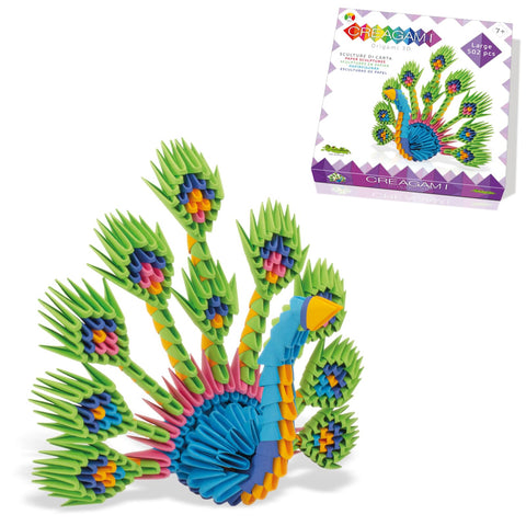 Creagami Peacock Large - No-Glue 3D Origami Art Sculpture