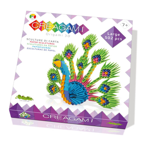 Creagami Peacock Large - No-Glue 3D Origami Art Sculpture