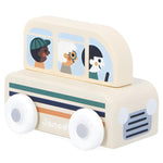 Janod White Valley Bus - Easy-Grip Wooden Mountain Ride