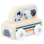 Janod White Valley Bus - Easy-Grip Wooden Mountain Ride