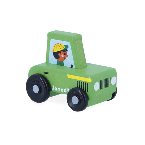 Janod Green Tractor Cross Roads - Wooden Farm Adventure