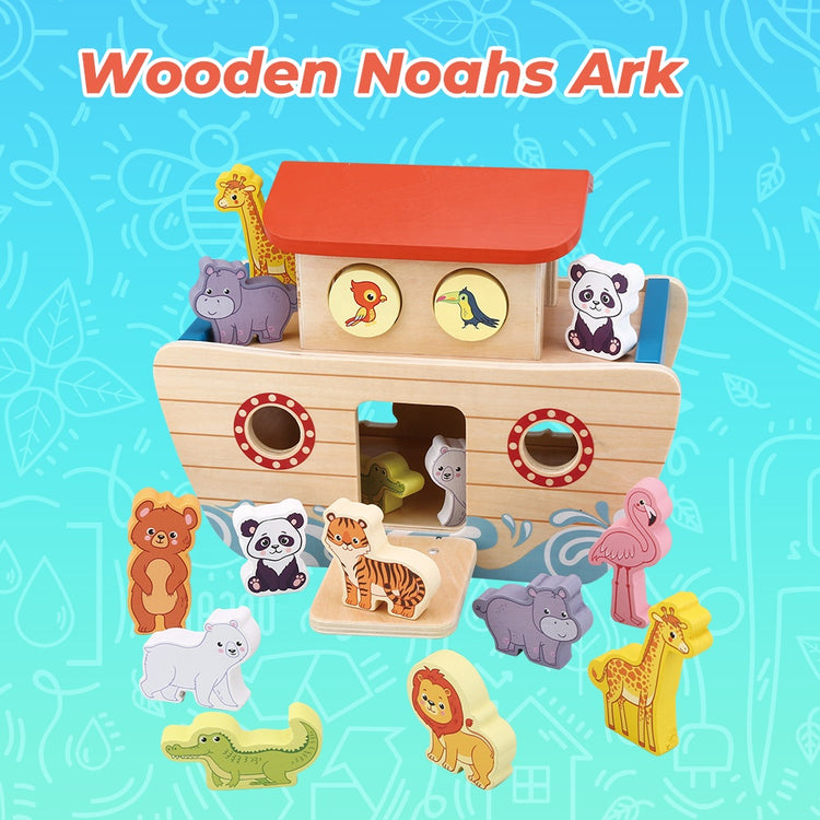 Happy Earth - Noah's Ark Wooden Play Set & Animal Puzzle