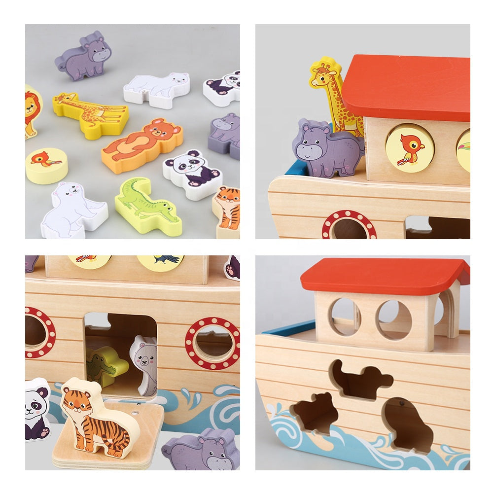 Happy Earth - Noah's Ark Wooden Play Set & Animal Puzzle