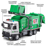 Garbage Truck Toy with Lights, Sounds & 4 Trash Bins
