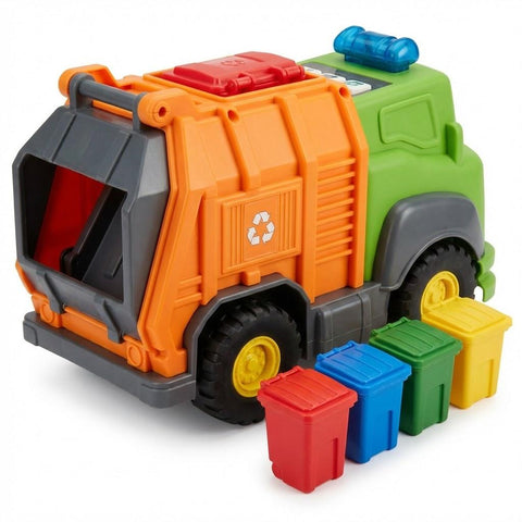 Friction Powered Garbage Truck with 4 Recycling Bins