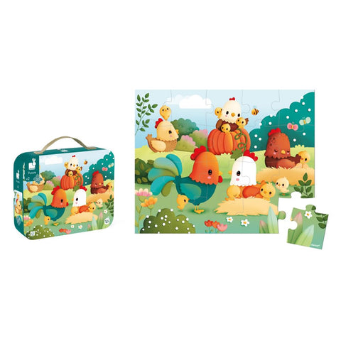 Janod Welcome to the Farm Puzzle - 20-Piece Chicken Scene