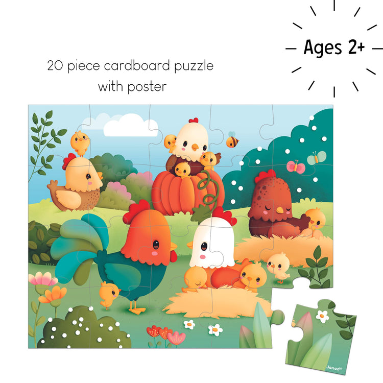 Janod Welcome to the Farm Puzzle - 20-Piece Chicken Scene