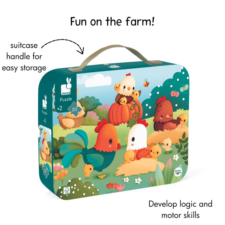 Janod Welcome to the Farm Puzzle - 20-Piece Chicken Scene