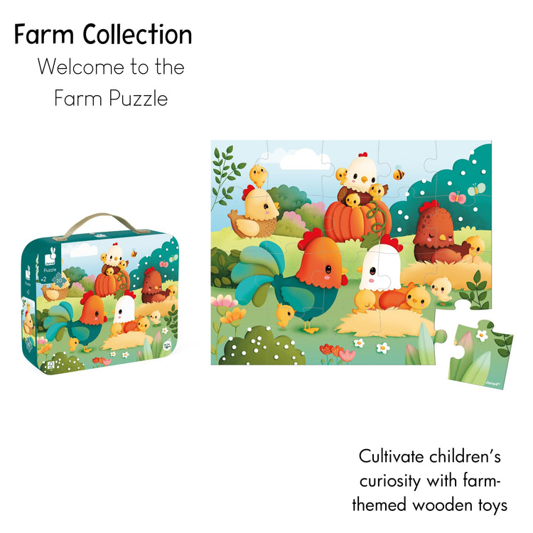 Janod Welcome to the Farm Puzzle - 20-Piece Chicken Scene