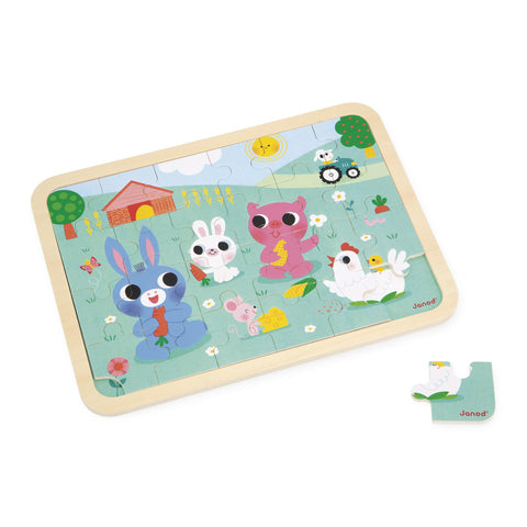 Janod Farm Wooden Puzzle - 24 Pieces with Spot-the-Difference