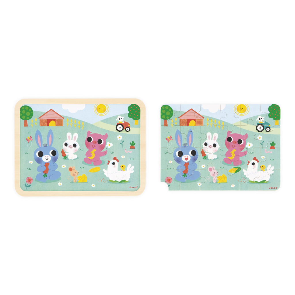 Janod Farm Wooden Puzzle - 24 Pieces with Spot-the-Difference