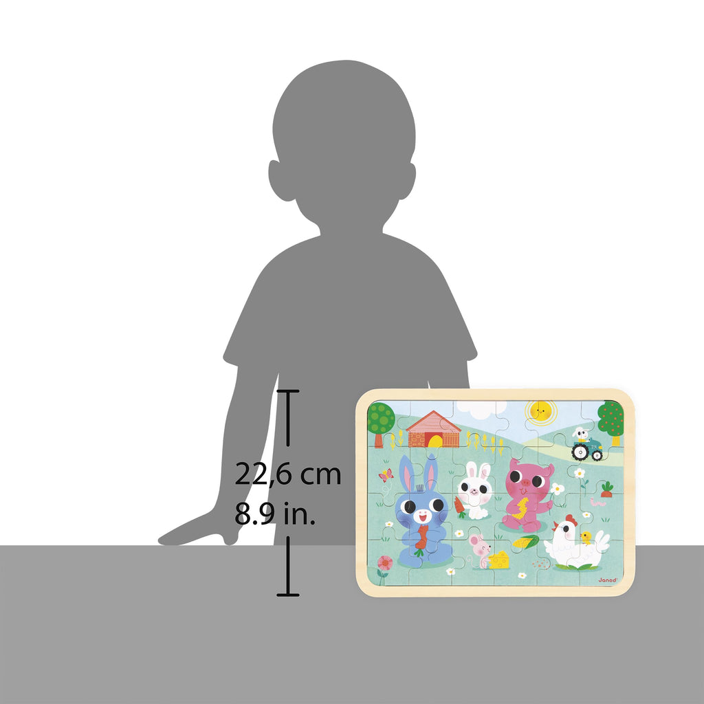 Janod Farm Wooden Puzzle - 24 Pieces with Spot-the-Difference