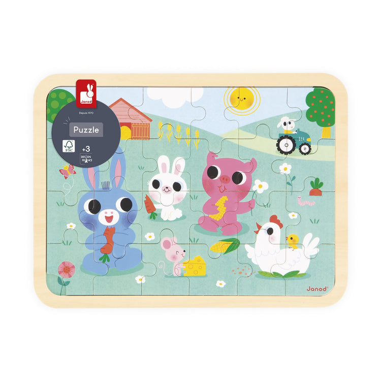 Janod Farm Wooden Puzzle - 24 Pieces with Spot-the-Difference