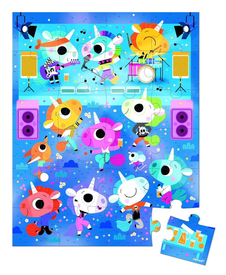 Janod Unicorn Rock Concert Puzzle - 24 Pieces With Case