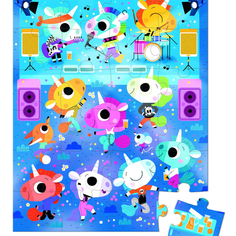 Janod Unicorn Rock Concert Puzzle - 24 Pieces With Case