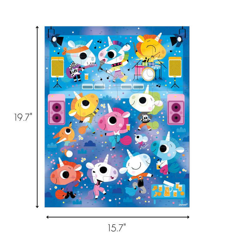 Janod Unicorn Rock Concert Puzzle - 24 Pieces With Case