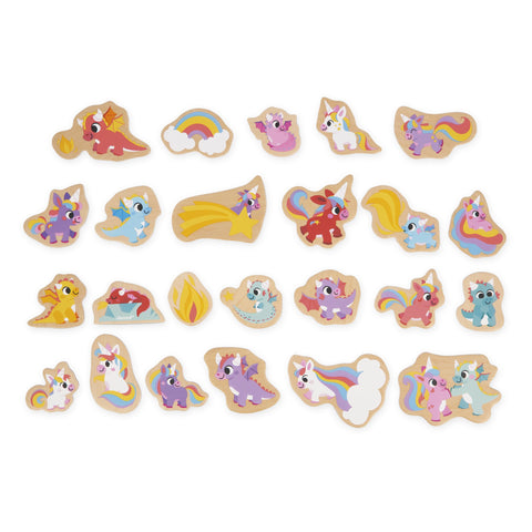 Janod Unicorns and Dragons Magnets - 24 Wooden Play Pieces