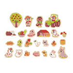 Janod Farm Magnets - 24 Wooden Pieces for Fridge or Board
