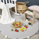 Janod Wooden Play Food Basket - 24 Fruits and Veggies to Sort