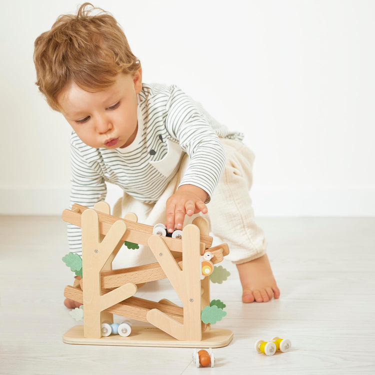 Janod Ant Slide - 3-Level Wooden Track with 4 Rolling Cars