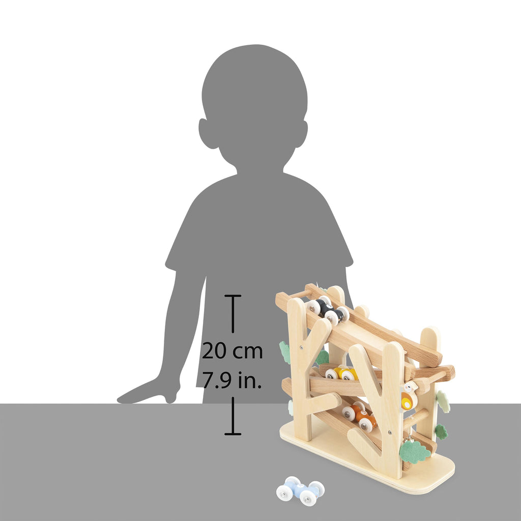 Janod Ant Slide - 3-Level Wooden Track with 4 Rolling Cars